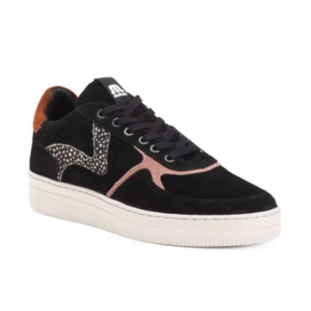 Maruti Momo Sneakers Zwart Black Mauve Rust Pixel Suede Size 39 8.5 New With Box